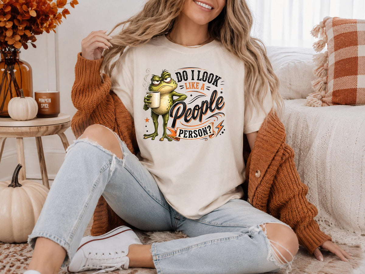 Do I Look Like a People Person Sweatshirt, Funny Frog Coffee Crewneck, Introvert Humor Pullover, Sarcastic Gift for Coffee Lovers and Cowork