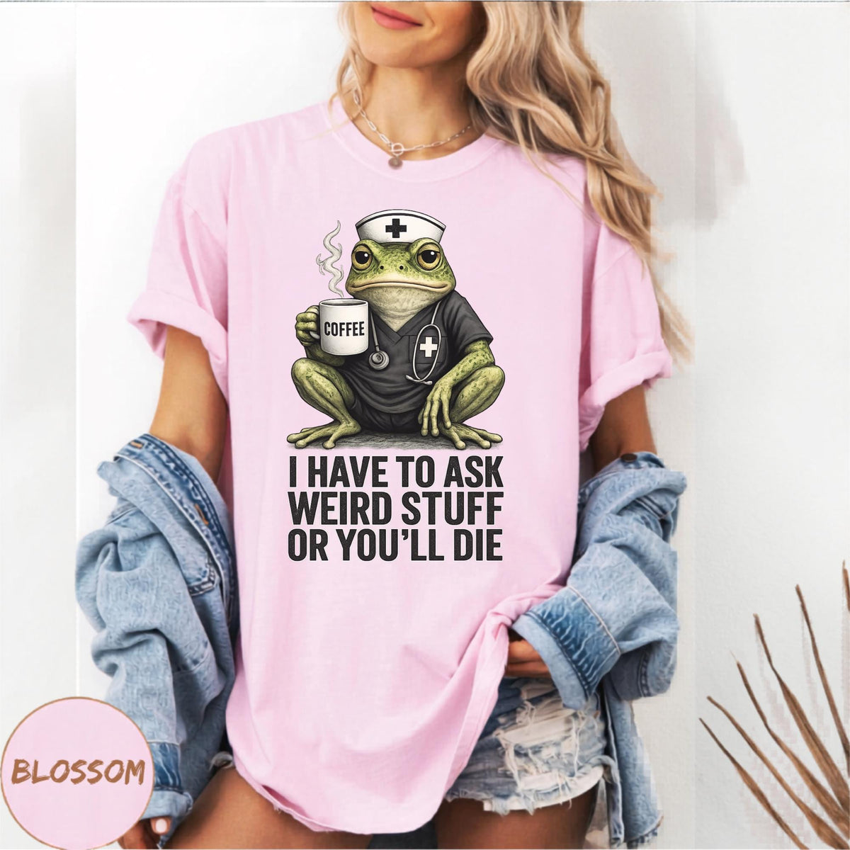 Funny Frog Nurse Sweatshirt, Coffee Frog Medical Crewneck, Weird Nurse Humor Pullover, Cute Healthcare Worker Gift, Dark Humor Apparel
