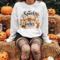 Spooky Teacher Sweatshirt, Halloween Teacher Crewneck, Fall School Spirit Pullover, Ghost Pumpkin Bow Classroom Gift for Educators