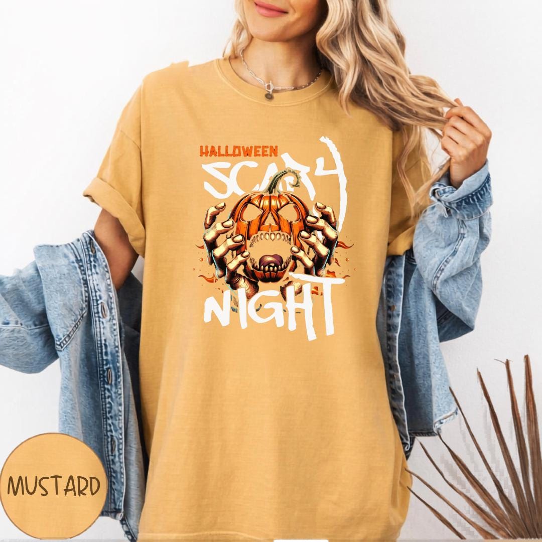 Halloween Scary Night Sweatshirt, Pumpkin Horror Crewneck, Spooky Jack O Lantern Shirt, Haunted Halloween Pullover for Fall Parties