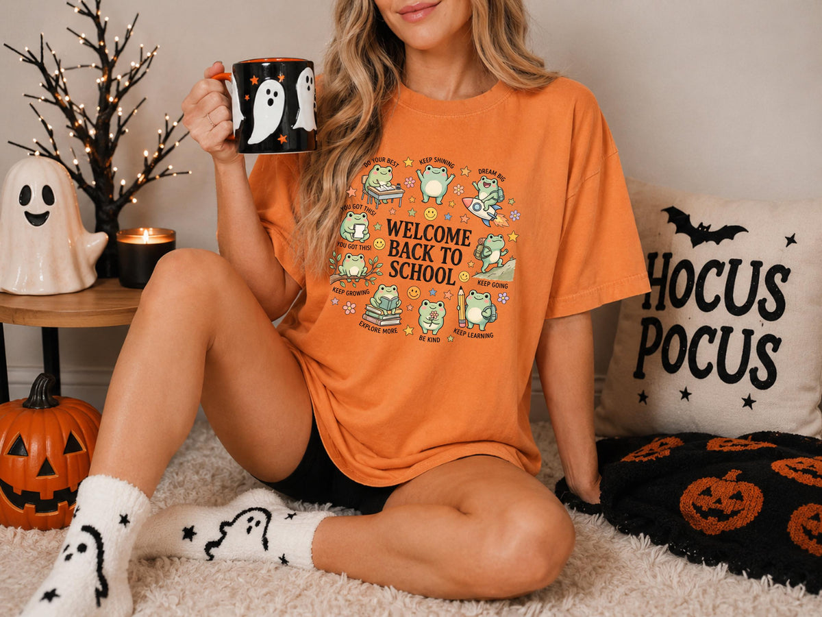 Back to School Frog Sweatshirt, Cute Teacher Gift, Encouraging School Crewneck, Bookish Student Pullover, Kawaii Frog School Gift for Kids