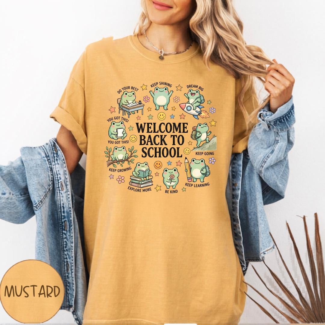 Back to School Frog Sweatshirt, Cute Teacher Gift, Encouraging School Crewneck, Bookish Student Pullover, Kawaii Frog School Gift for Kids