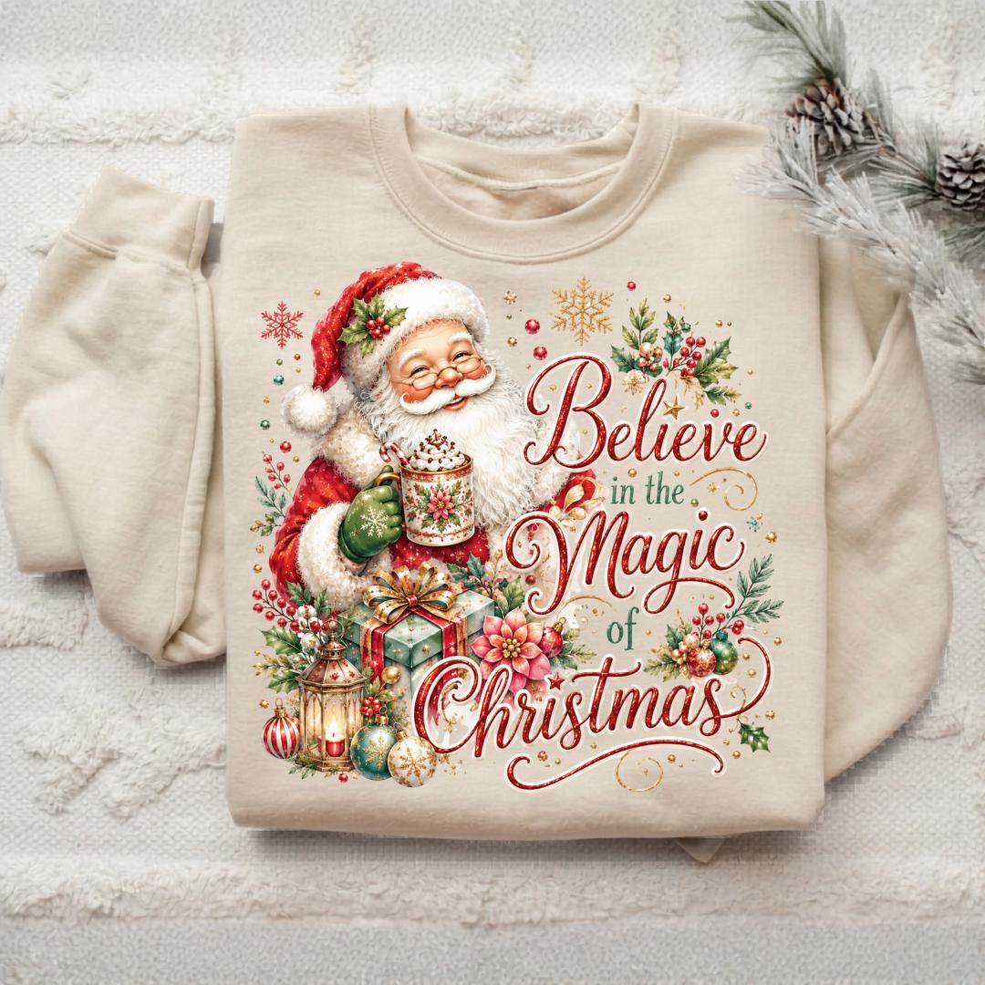 Believe in the Magic of Christmas Sweatshirt, Santa Holiday Crewneck, Festive Christmas Gift, Winter Family Sweater, Xmas Pullover