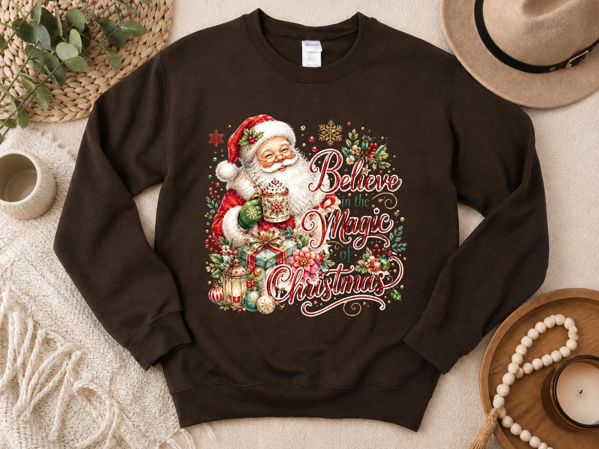 Believe in the Magic of Christmas Sweatshirt, Santa Holiday Crewneck, Festive Christmas Gift, Winter Family Sweater, Xmas Pullover