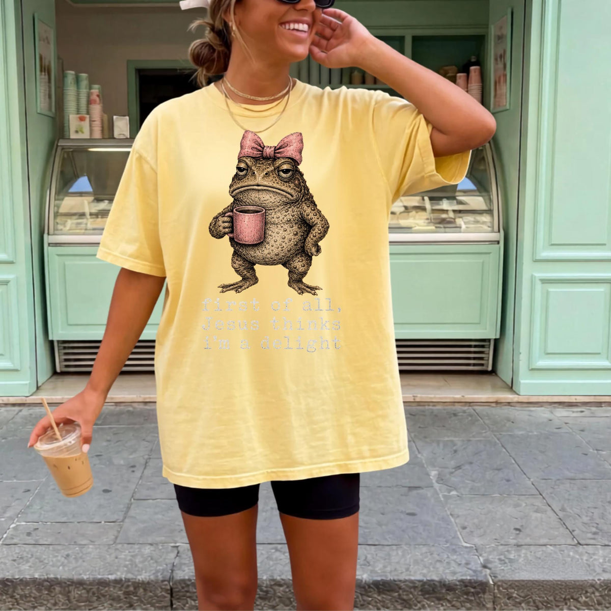 Funny Frog Sweatshirt, First of All Jesus Thinks I'm a Delight, Christian Crewneck, Cute Toad Graphic, Quirky Faith Gift for Women