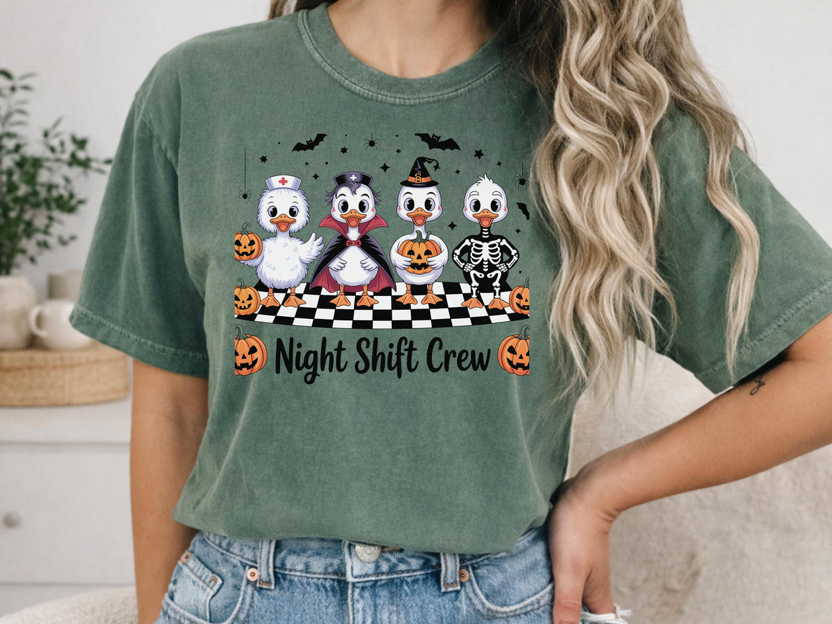 Night Shift Nurse Funny Halloween Geese Halloween Nurse Ghost Sweatshirt, Neonatal Nurse Boo Crewneck, Spooky Nursing Pullover, Cute Medical