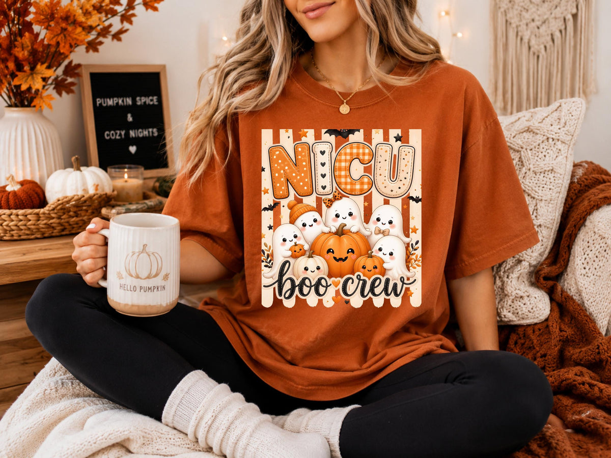 NICU Nurse Boo Crew Sweatshirt, Halloween Ghost Nurse Crewneck, Neonatal Nurse Spooky Pullover, Cute Fall Gift for Nurses and NICU Staff