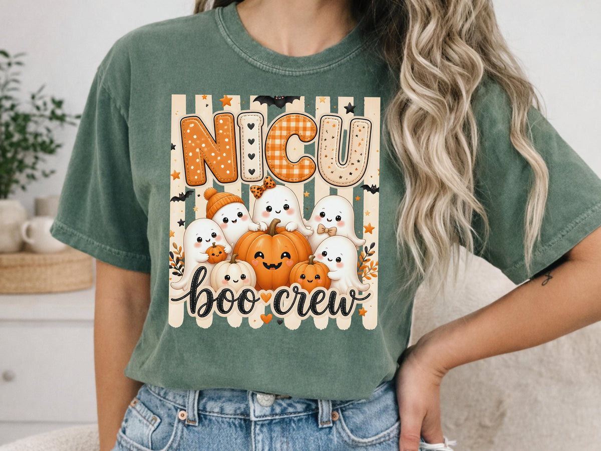NICU Nurse Boo Crew Sweatshirt, Halloween Ghost Nurse Crewneck, Neonatal Nurse Spooky Pullover, Cute Fall Gift for Nurses and NICU Staff