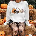 Halloween Pumpkin Sweatshirt, Witch Girl Cat and Duck Design, Cute Spooky Autumn Crewneck, Fall Halloween Gift for Magic Lovers