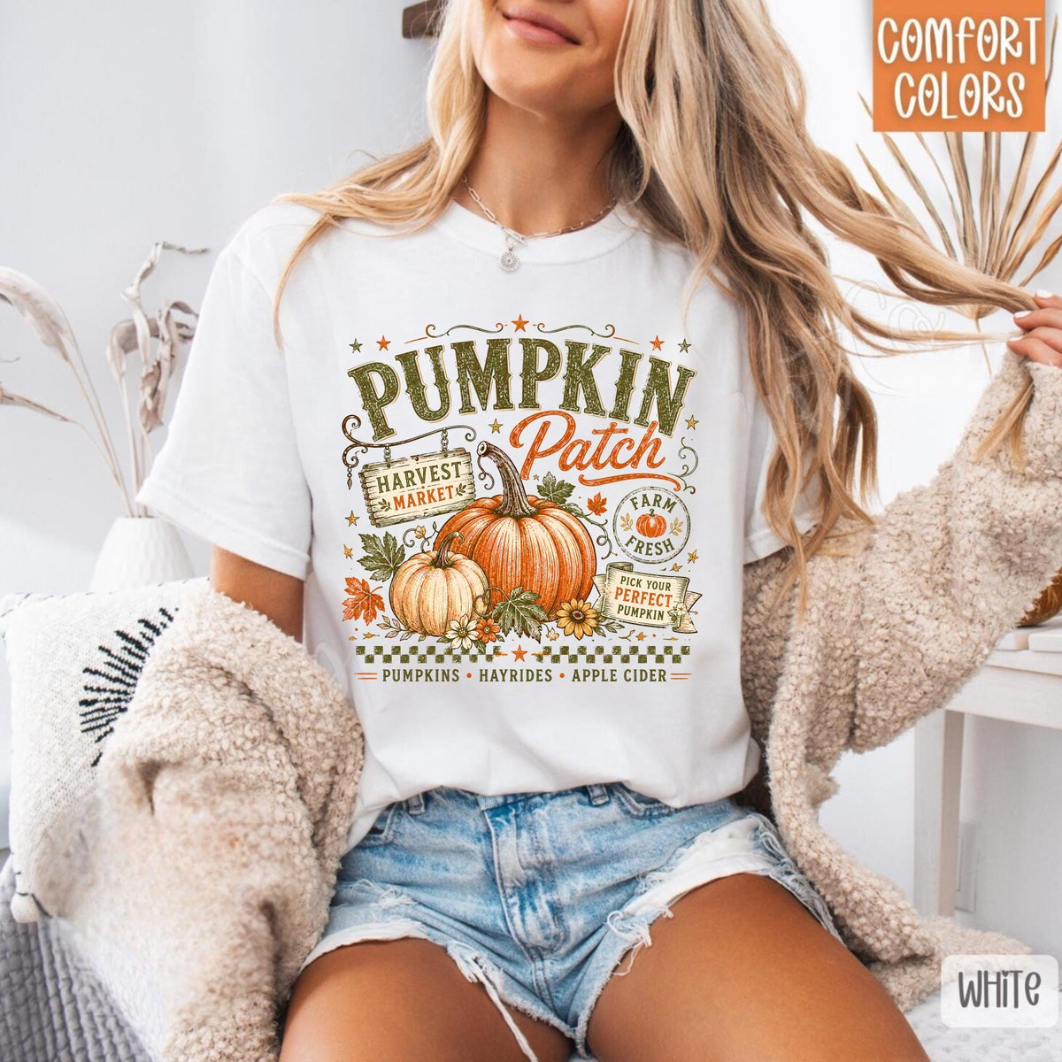 Pumpkin Patch Sweatshirt, Fall Harvest Market Crewneck, Farm Fresh Pumpkin Season Pullover, Hayride Apple Cider Autumn Gift Idea Cozy