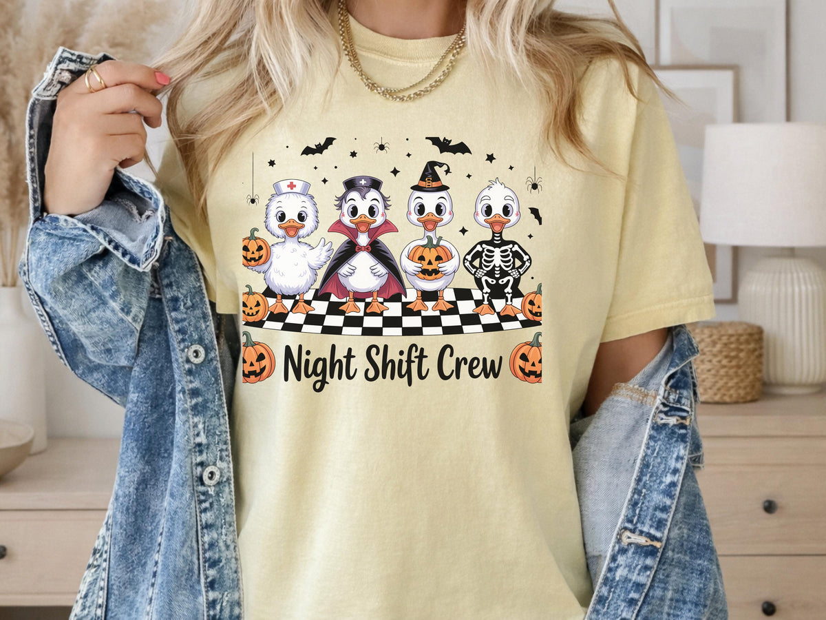 Night Shift Nurse Funny Halloween Geese Halloween Nurse Ghost Sweatshirt, Neonatal Nurse Boo Crewneck, Spooky Nursing Pullover, Cute Medical