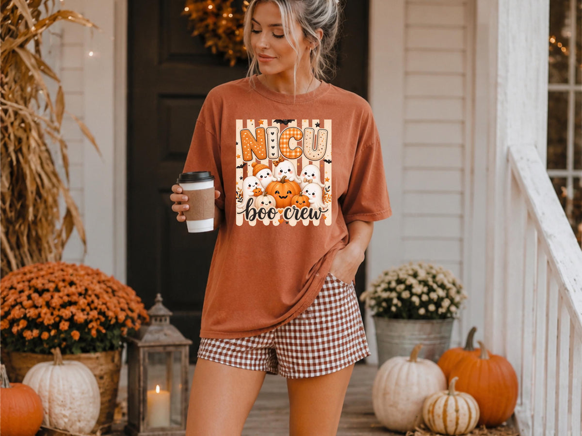 NICU Nurse Boo Crew Sweatshirt, Halloween Ghost Nurse Crewneck, Neonatal Nurse Spooky Pullover, Cute Fall Gift for Nurses and NICU Staff