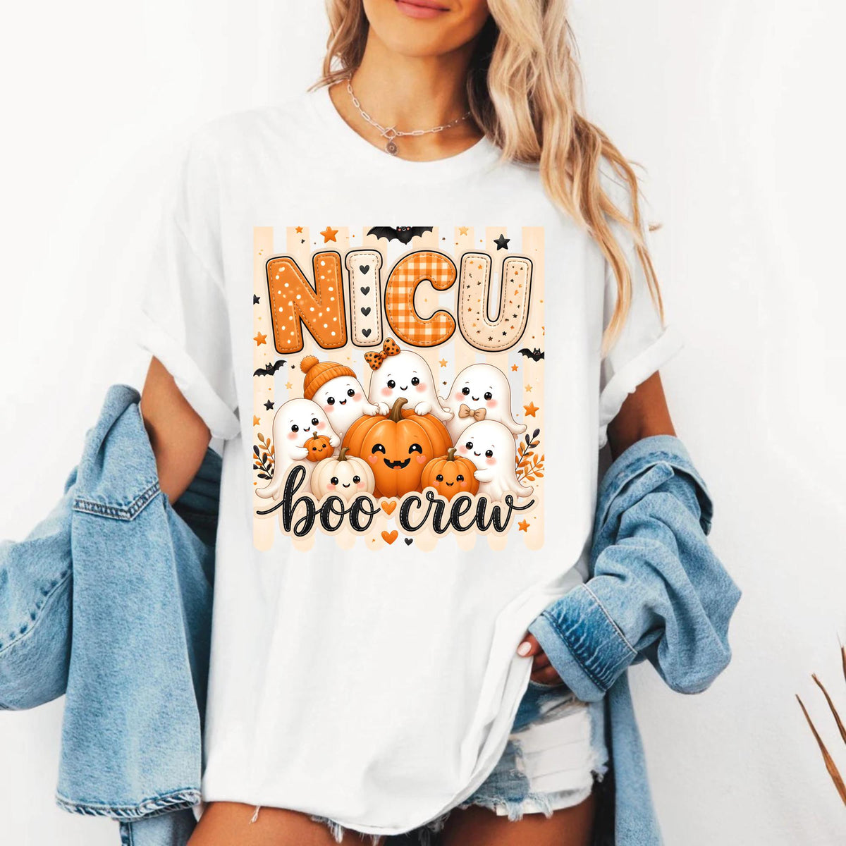 NICU Nurse Boo Crew Sweatshirt, Halloween Ghost Nurse Crewneck, Neonatal Nurse Spooky Pullover, Cute Fall Gift for Nurses and NICU Staff