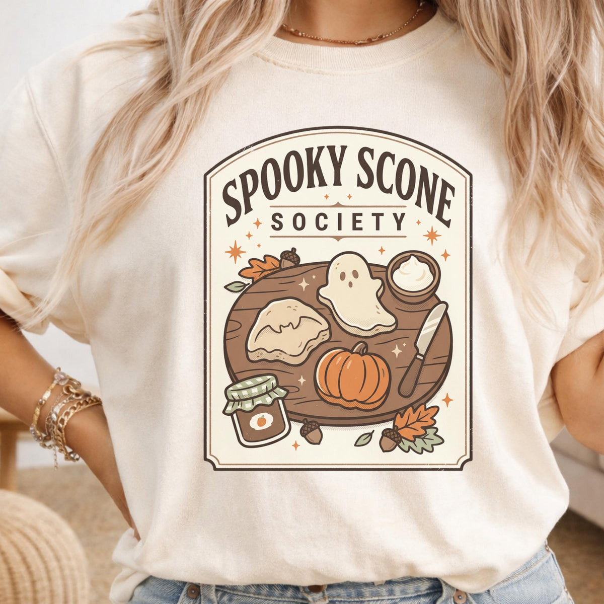 Spooky Scone Society Sweatshirt, Fall Baking Shirt, Halloween Coffee Lover Crewneck, Pumpkin Pie Ghost Autumn Graphic Pullover Gift