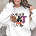 Almost Bat Shit Crazy Halloween Shirt, Funny Pumpkin Patch Tee, Colorful Bat Graphic Top, Spooky Autumn Gift for Halloween Fans and Friends
