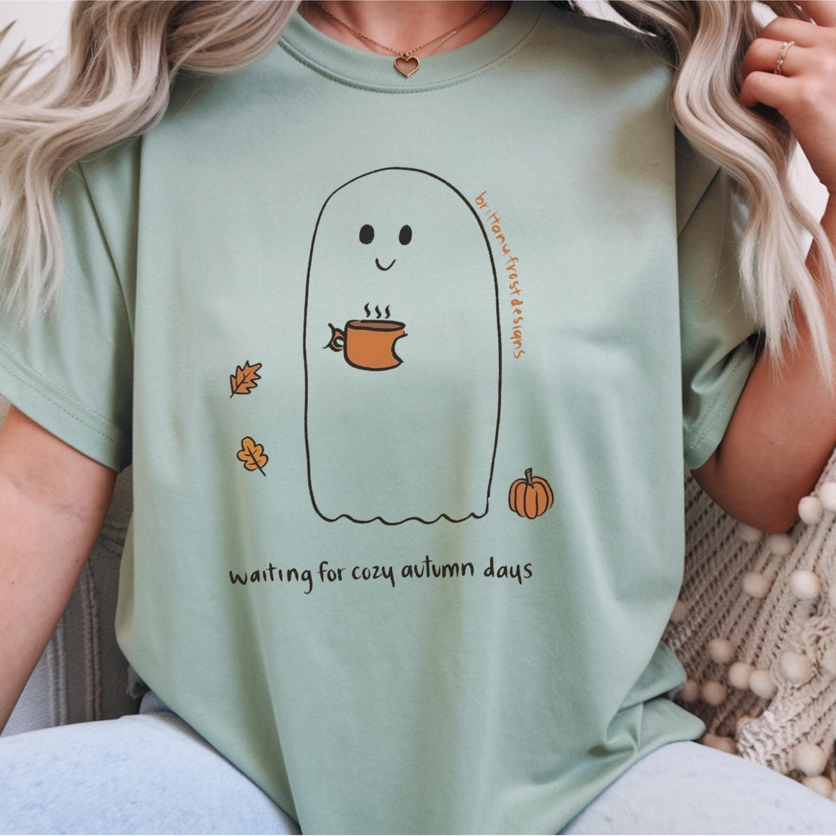 Cozy Autumn Ghost Sweatshirt, Cute Fall Crewneck, Pumpkin Coffee Lover Pullover, Waiting for Cozy Autumn Days, Seasonal Gift for Her