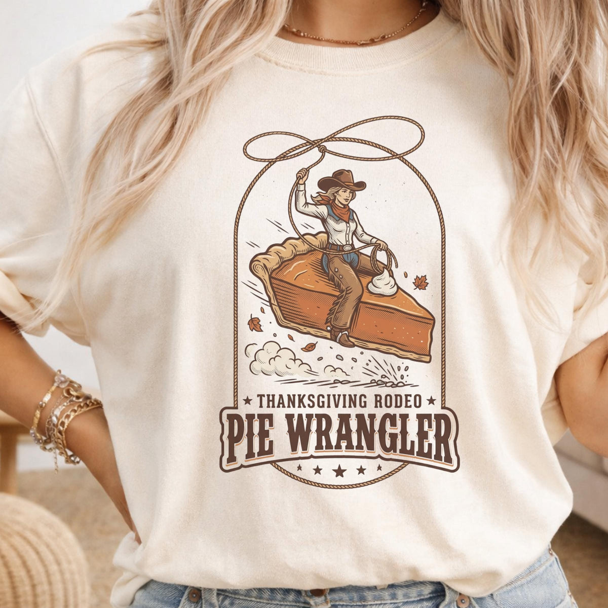 Thanksgiving Rodeo Pie Wrangler Sweatshirt, Western Cowgirl Thanksgiving Crewneck, Fall Rodeo Sweatshirt, Country Holiday Pullover