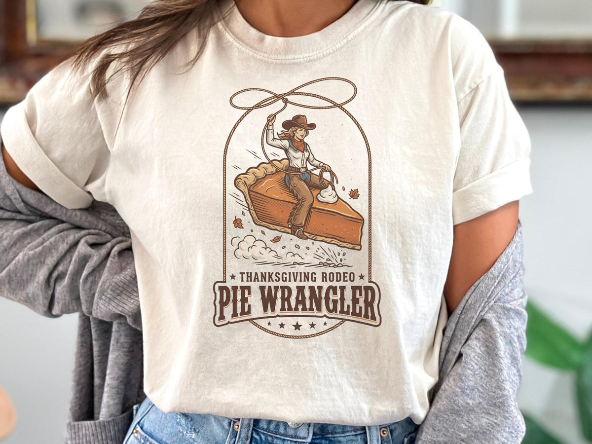 Thanksgiving Rodeo Pie Wrangler Sweatshirt, Western Cowgirl Thanksgiving Crewneck, Fall Rodeo Sweatshirt, Country Holiday Pullover