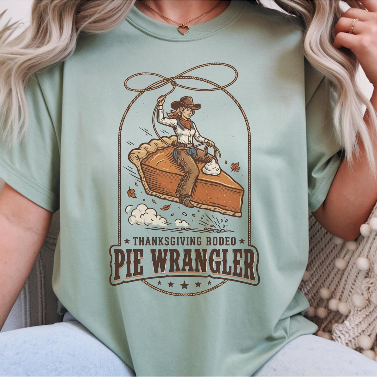 Thanksgiving Rodeo Pie Wrangler Sweatshirt, Western Cowgirl Thanksgiving Crewneck, Fall Rodeo Sweatshirt, Country Holiday Pullover