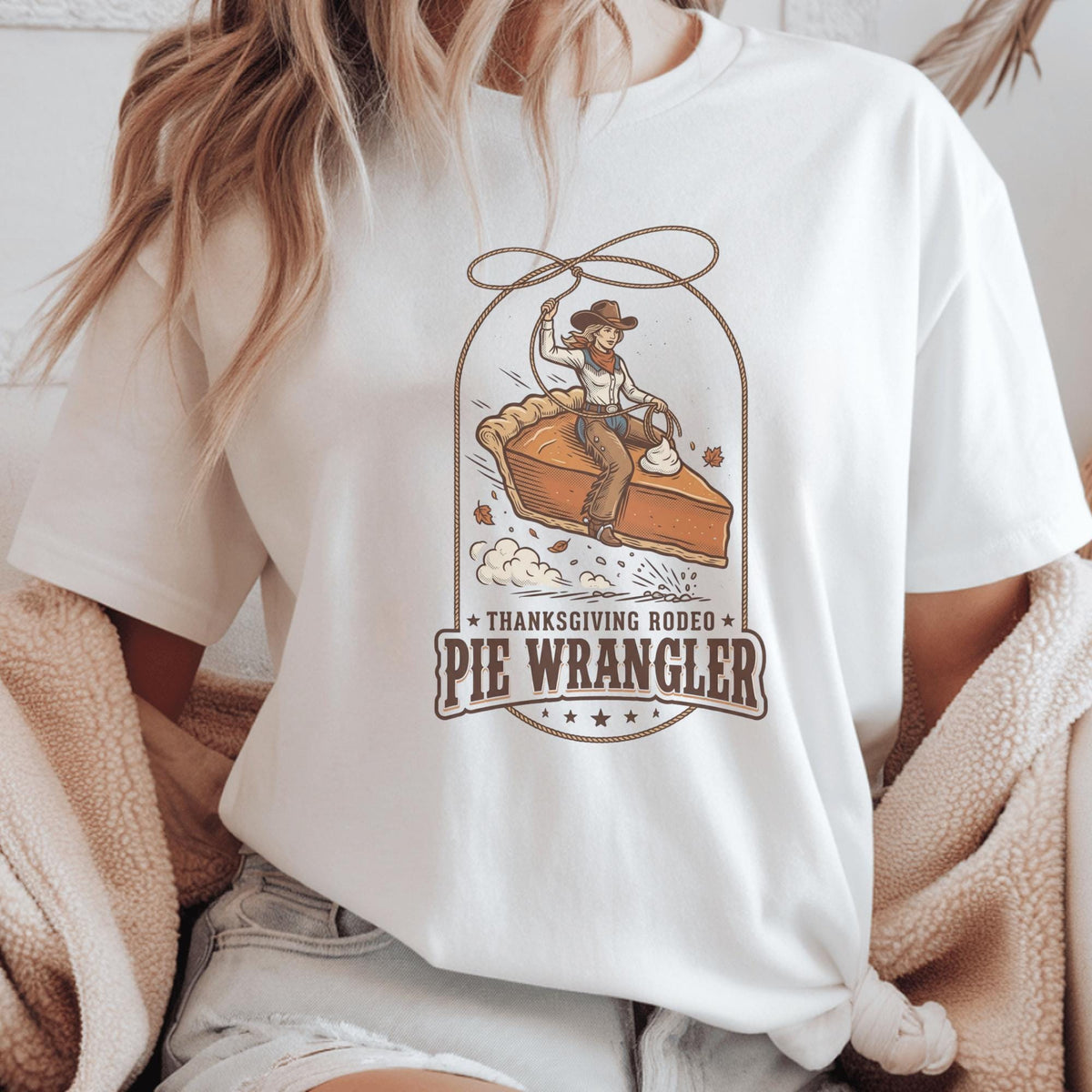 Thanksgiving Rodeo Pie Wrangler Sweatshirt, Western Cowgirl Thanksgiving Crewneck, Fall Rodeo Sweatshirt, Country Holiday Pullover