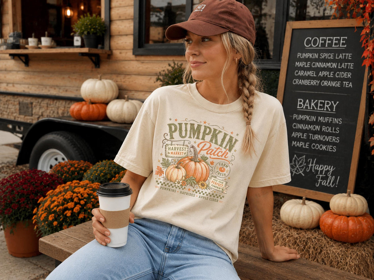 Pumpkin Patch Sweatshirt, Fall Farm Shirt, Harvest Market Crewneck, Hayride and Apple Cider Autumn Clothing, Cozy Seasonal Gift Idea