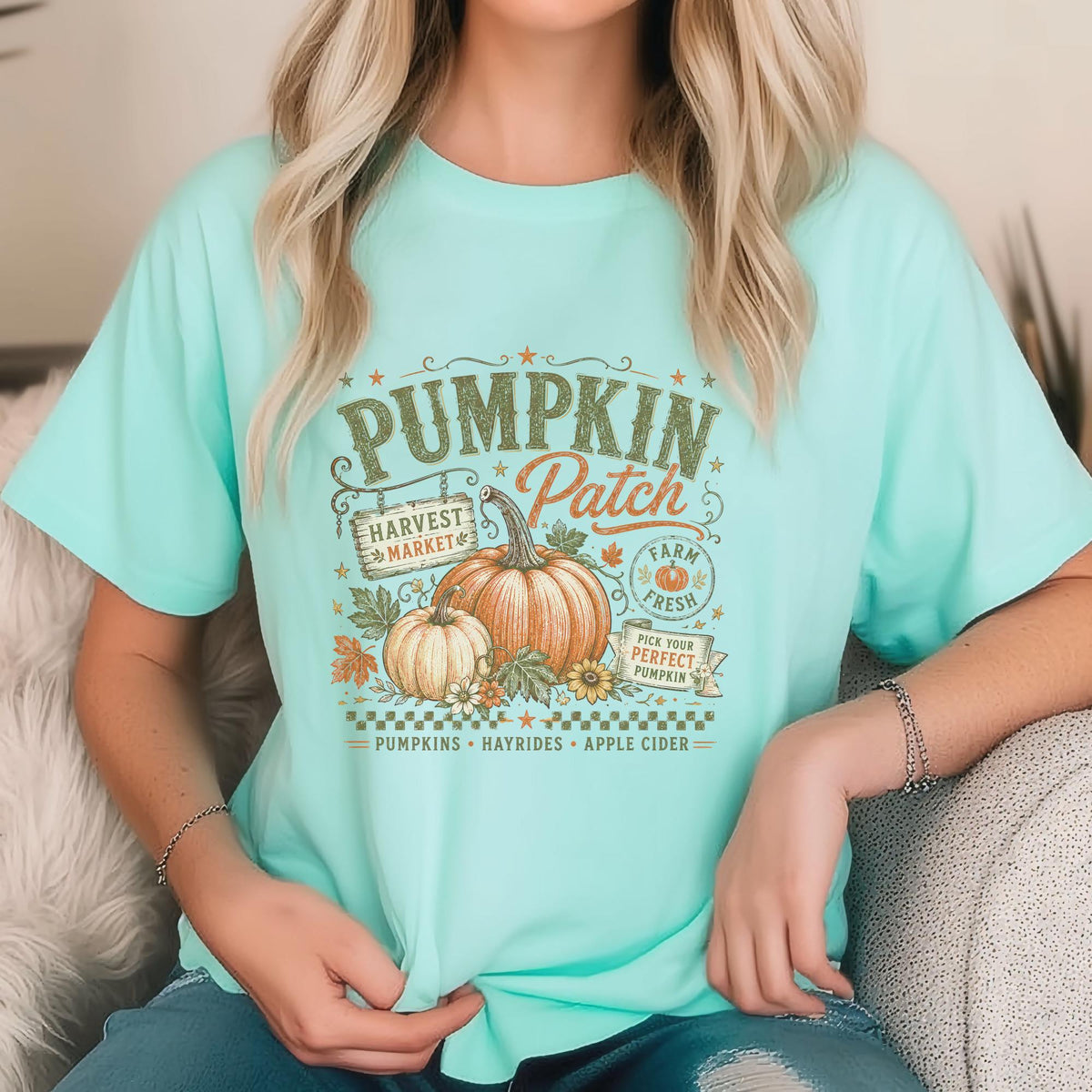 Pumpkin Patch Sweatshirt, Fall Farm Shirt, Harvest Market Crewneck, Hayride and Apple Cider Autumn Clothing, Cozy Seasonal Gift Idea