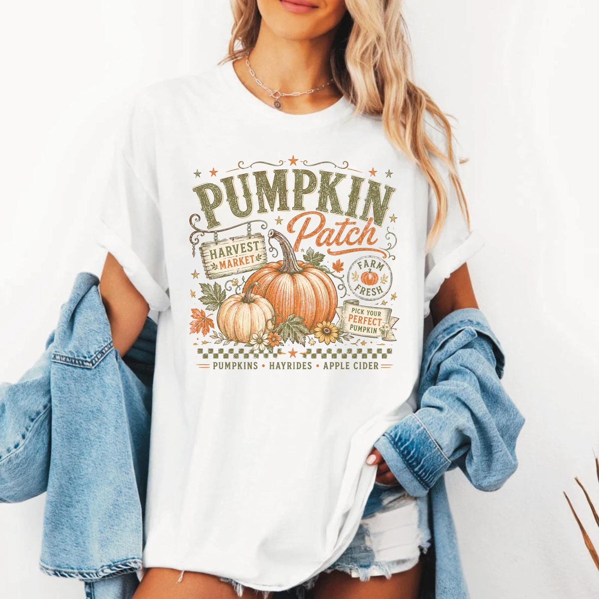 Pumpkin Patch Sweatshirt, Fall Farm Shirt, Harvest Market Crewneck, Hayride and Apple Cider Autumn Clothing, Cozy Seasonal Gift Idea