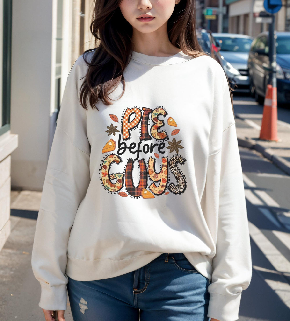 Pie Before Guys Sweatshirt, Funny Fall Crewneck, Thanksgiving Food Lover Gift, Autumn Graphic Pullover, Cozy Seasonal Outfit Idea Gift