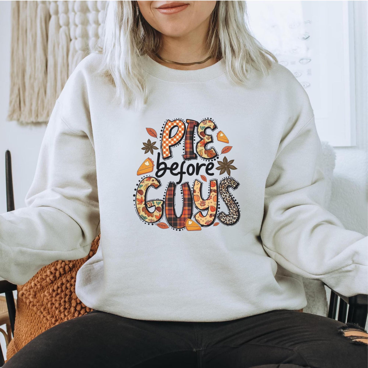 Pie Before Guys Sweatshirt, Funny Fall Crewneck, Thanksgiving Food Lover Gift, Autumn Graphic Pullover, Cozy Seasonal Outfit Idea Gift