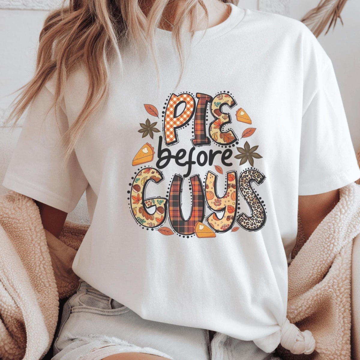 Pie Before Guys Sweatshirt, Funny Fall Crewneck, Thanksgiving Food Lover Gift, Autumn Graphic Pullover, Cozy Seasonal Outfit Idea Gift