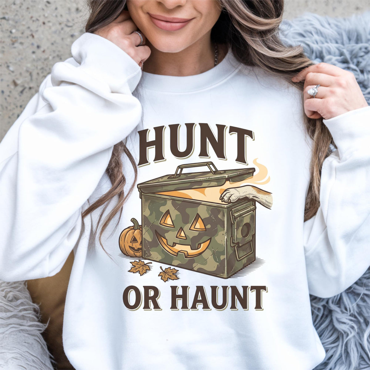 Hunt or Haunt Halloween Shirt, Camouflage Pumpkin Tee, Funny Hunting Graphic, Spooky Fall Shirt for Outdoor Fans and Pumpkin Lovers