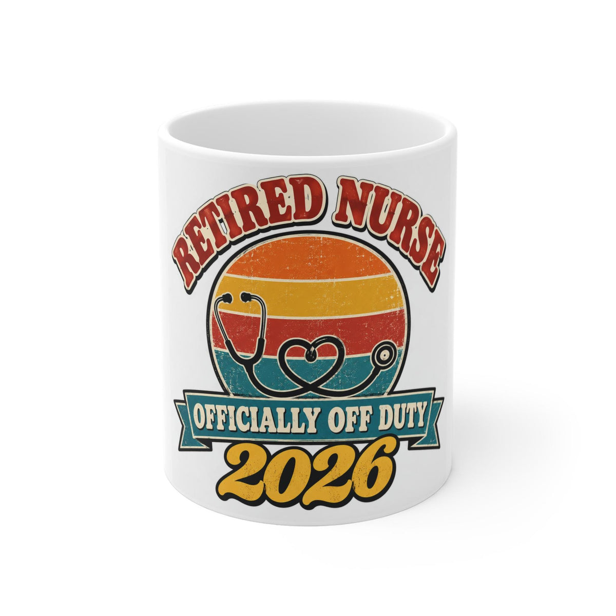 Retired Nurse 2026 Mug, Nurse Retirement Gift, Retro Off Duty Coffee Mug, RN Retirement Cup, Funny Nurse Gift for Her