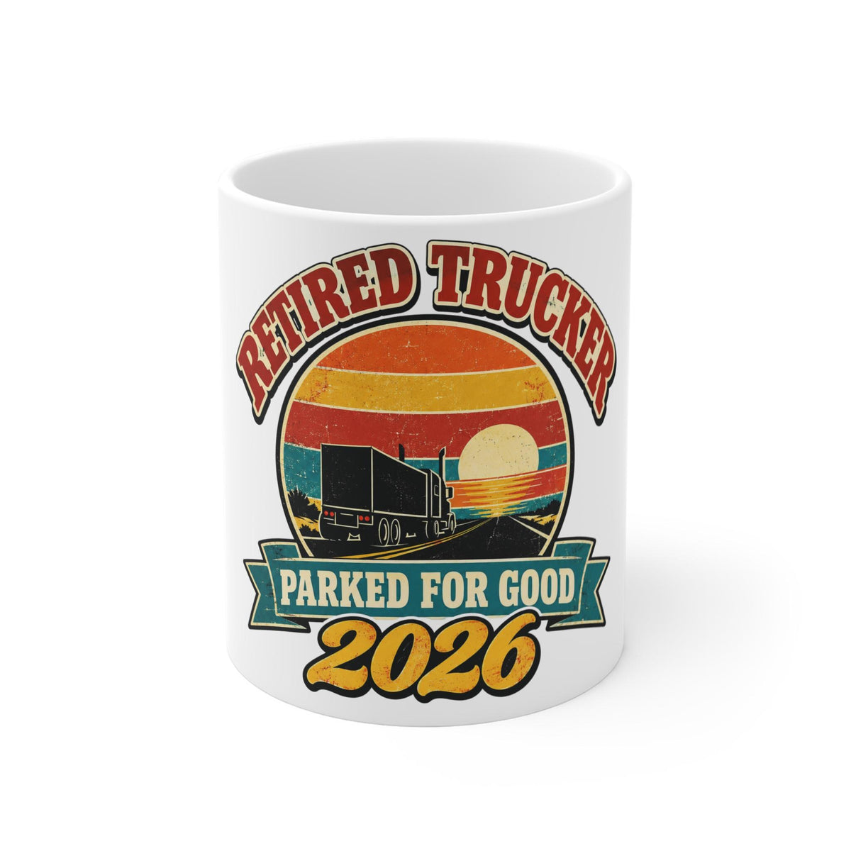 Retired Trucker 2026 Mug, Truck Driver Retirement Gift, Parked For Good Coffee Mug, Retro Trucker Cup, CDL Driver Gift