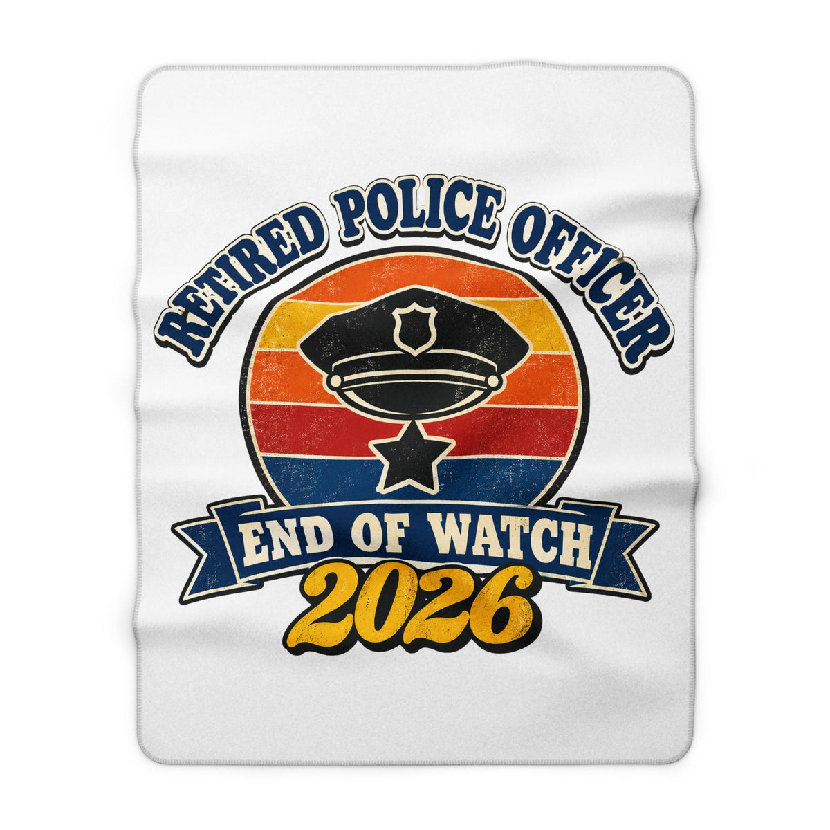 Retired Police Officer 2026 Blanket, Police Retirement Gift, End of Watch Sherpa Fleece Throw, Retro Law Enforcement Gift