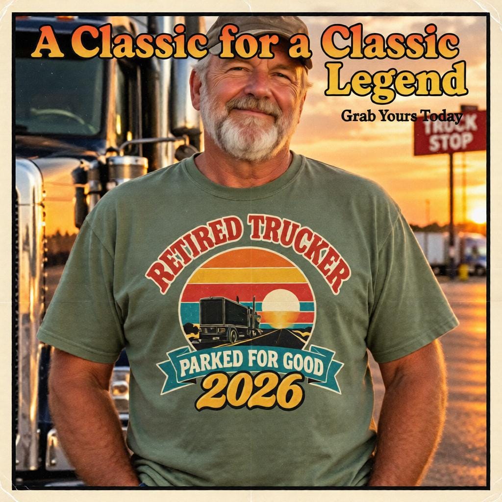 Retired Trucker 2026 Shirt, Mug or Tote, Retro Truck Driver Retirement Gift, Parked For Good, CDL Driver Gift