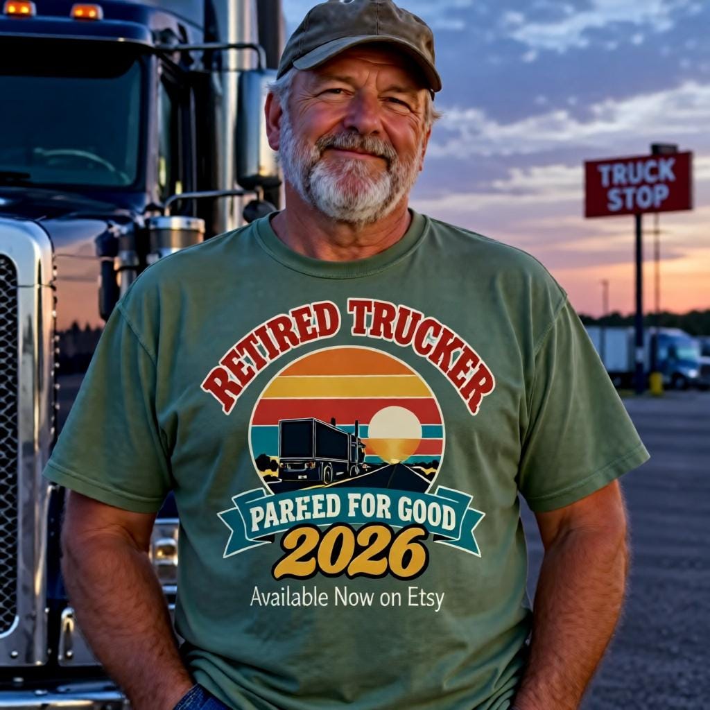 Retired Trucker 2026 Shirt, Mug or Tote, Retro Truck Driver Retirement Gift, Parked For Good, CDL Driver Gift