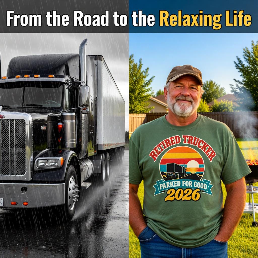 Retired Trucker 2026 Shirt, Mug or Tote, Retro Truck Driver Retirement Gift, Parked For Good, CDL Driver Gift