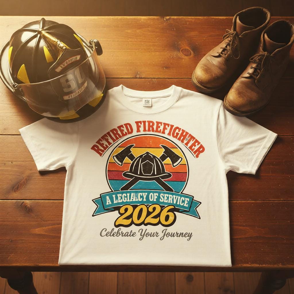 Retired Firefighter 2026 Shirt, Mug or Tote, Retro Firefighter Retirement Gift, Officially Off Duty, Fire Dept Gift