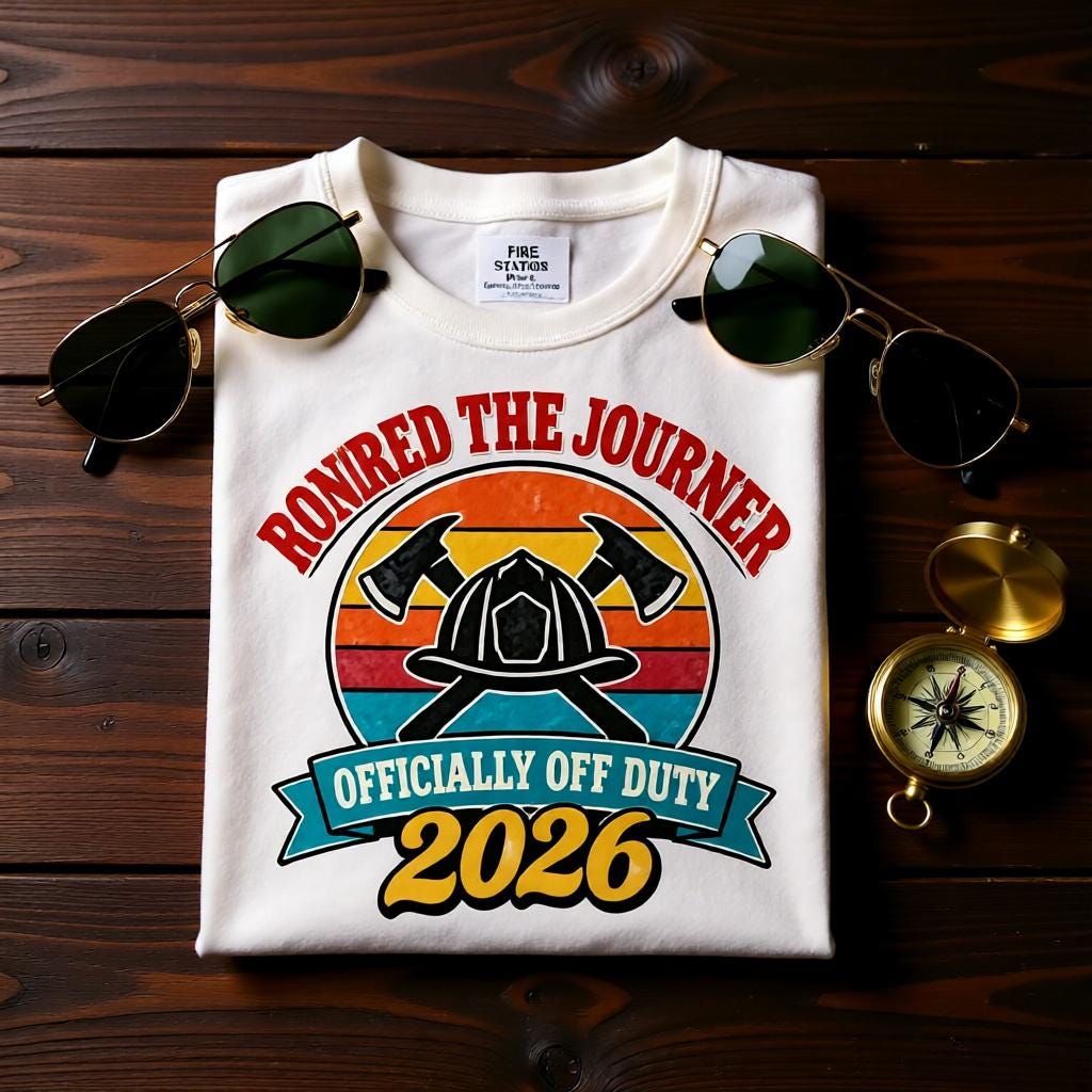 Retired Firefighter 2026 Shirt, Mug or Tote, Retro Firefighter Retirement Gift, Officially Off Duty, Fire Dept Gift
