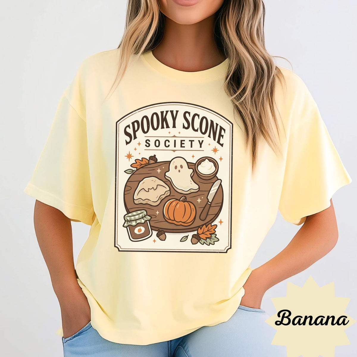 Spooky Scone Society Sweatshirt, Fall Baking Shirt, Halloween Coffee Lover Crewneck, Pumpkin Pie Ghost Autumn Graphic Pullover Gift