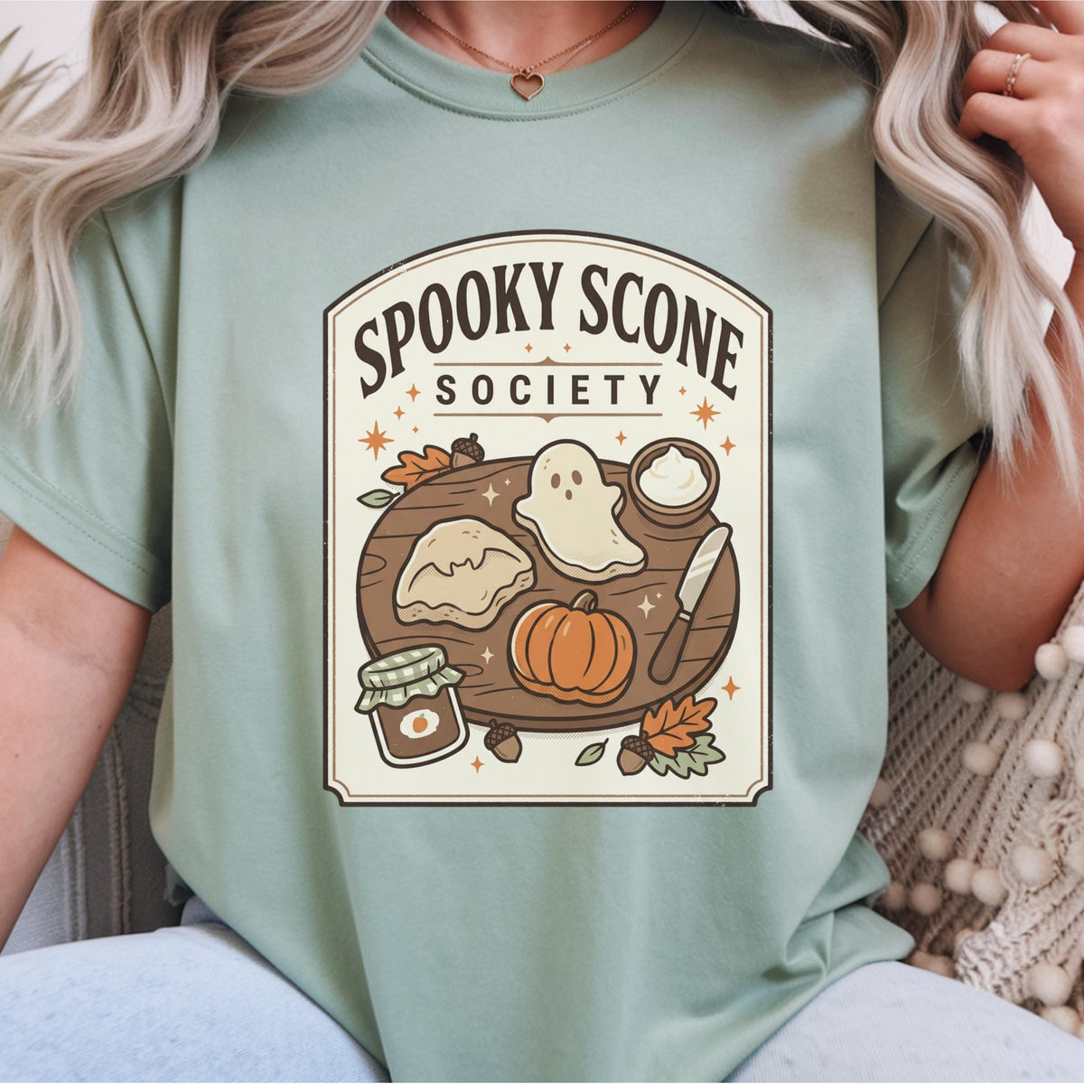 Spooky Scone Society Sweatshirt, Fall Baking Shirt, Halloween Coffee Lover Crewneck, Pumpkin Pie Ghost Autumn Graphic Pullover Gift