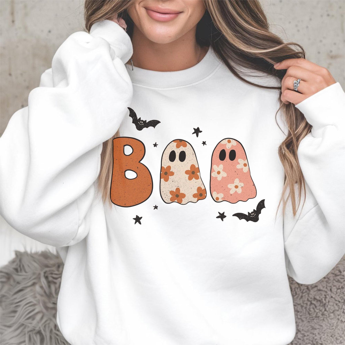 Cute Halloween Ghost Shirt, Boo Ghost Graphic Tee, Spooky Pumpkin Season Top, Floral Ghost Halloween Shirt for Women and Teens, Gift