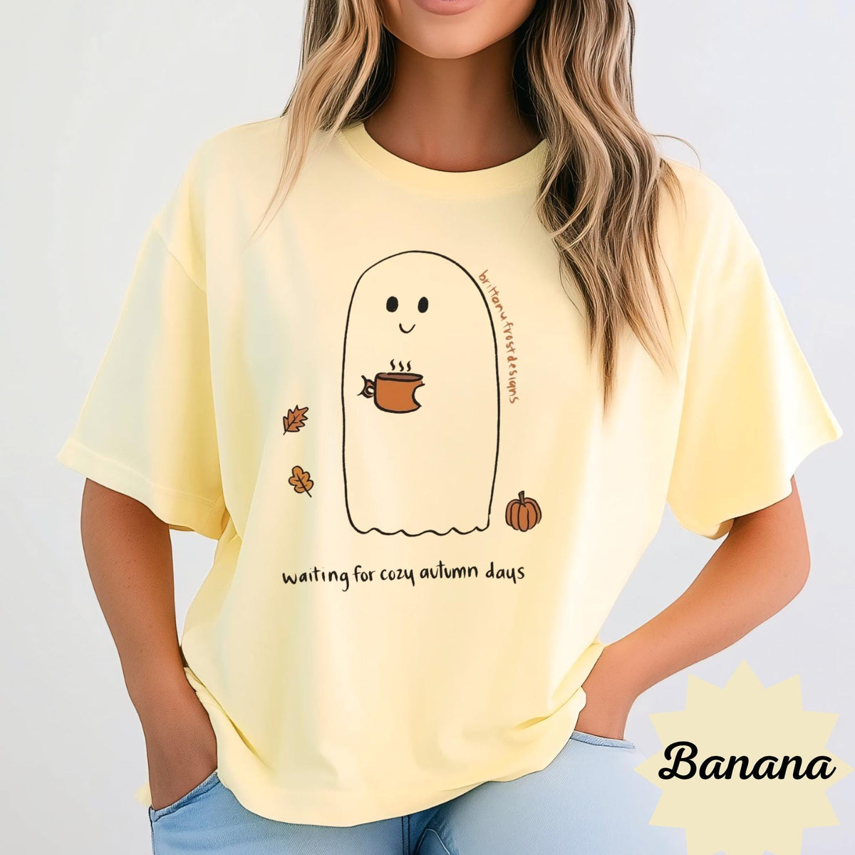 Cozy Autumn Ghost Sweatshirt, Cute Fall Crewneck, Pumpkin Coffee Lover Pullover, Waiting for Cozy Autumn Days, Seasonal Gift for Her