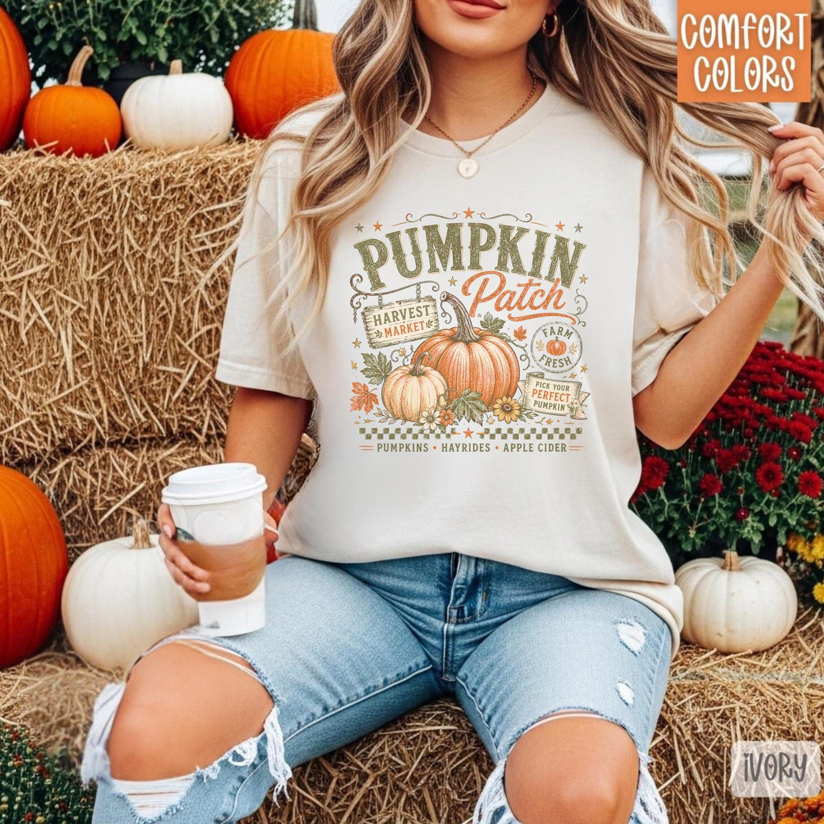 Pumpkin Patch Sweatshirt, Fall Farm Shirt, Harvest Market Crewneck, Hayride and Apple Cider Autumn Clothing, Cozy Seasonal Gift Idea