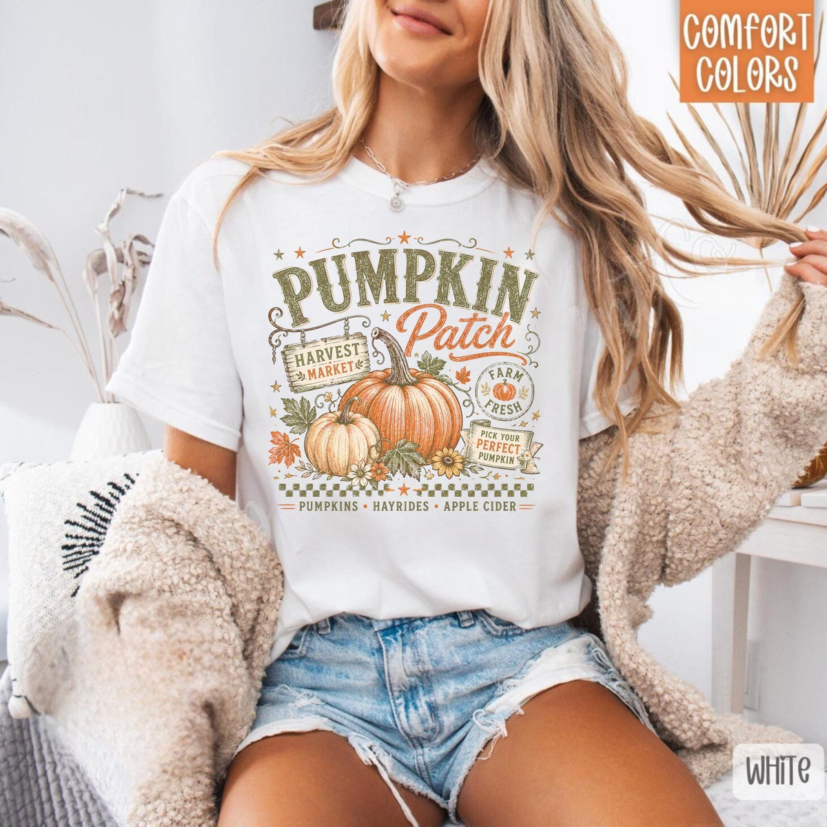 Pumpkin Patch Sweatshirt, Fall Farm Shirt, Harvest Market Crewneck, Hayride and Apple Cider Autumn Clothing, Cozy Seasonal Gift Idea