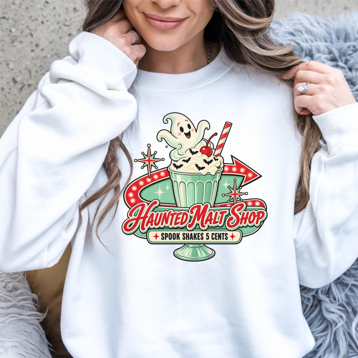 Haunted Malt Shop Shirt, Retro Ghost Spook Shake Tee, Vintage Halloween Soda Shop Graphic, Cute Spooky Dessert Lover Gift Shirt Outfit