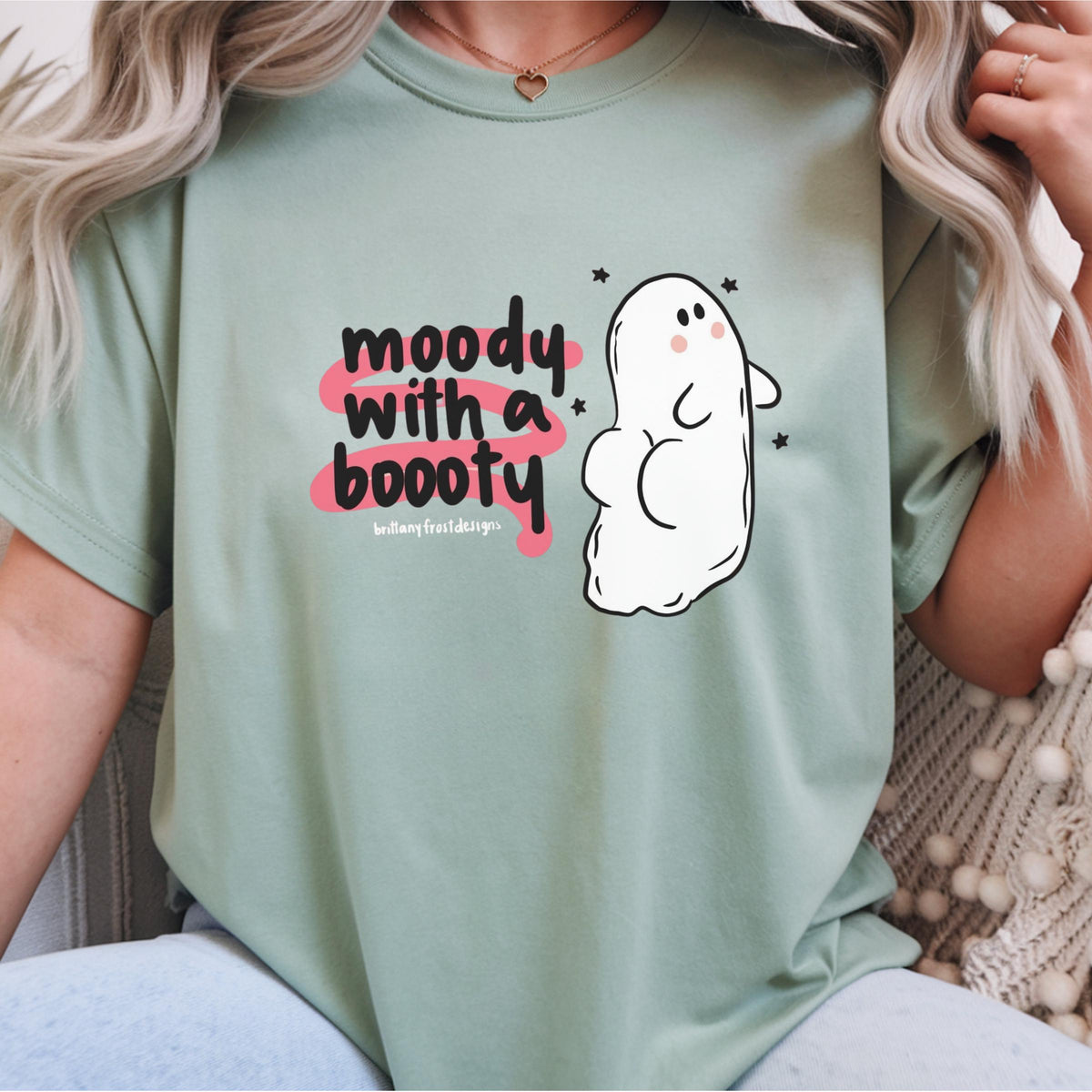 Moody With a Booty Sweatshirt, Cute Ghost Crewneck, Funny Moody Gift, Cozy Spooky Season Pullover, Kawaii Graphic Sweater for Her and Him