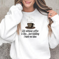 Coffee Lover Sweatshirt, Funny Coffee Quote Crewneck, Leopard Coffee Cup Top, Caffeine Humor Gift for Coffee Addict, Cozy Unisex Pullover