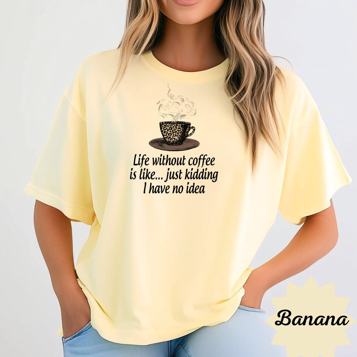 Coffee Lover Sweatshirt, Funny Coffee Quote Crewneck, Leopard Coffee Cup Top, Caffeine Humor Gift for Coffee Addict, Cozy Unisex Pullover