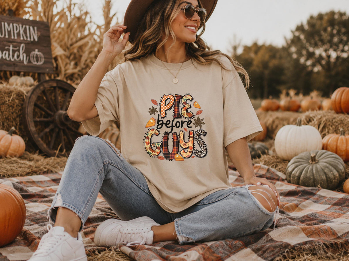 Pie Before Guys Sweatshirt, Funny Fall Crewneck, Thanksgiving Food Lover Gift, Autumn Graphic Pullover, Cozy Seasonal Outfit Idea Gift
